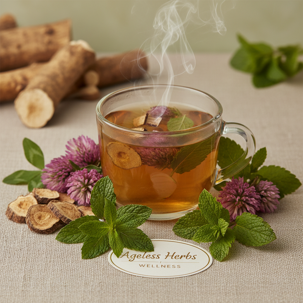Burdock Root, Red Clover, Spearmint, and Lemon Balm Tea - Ageless Herbs Wellness