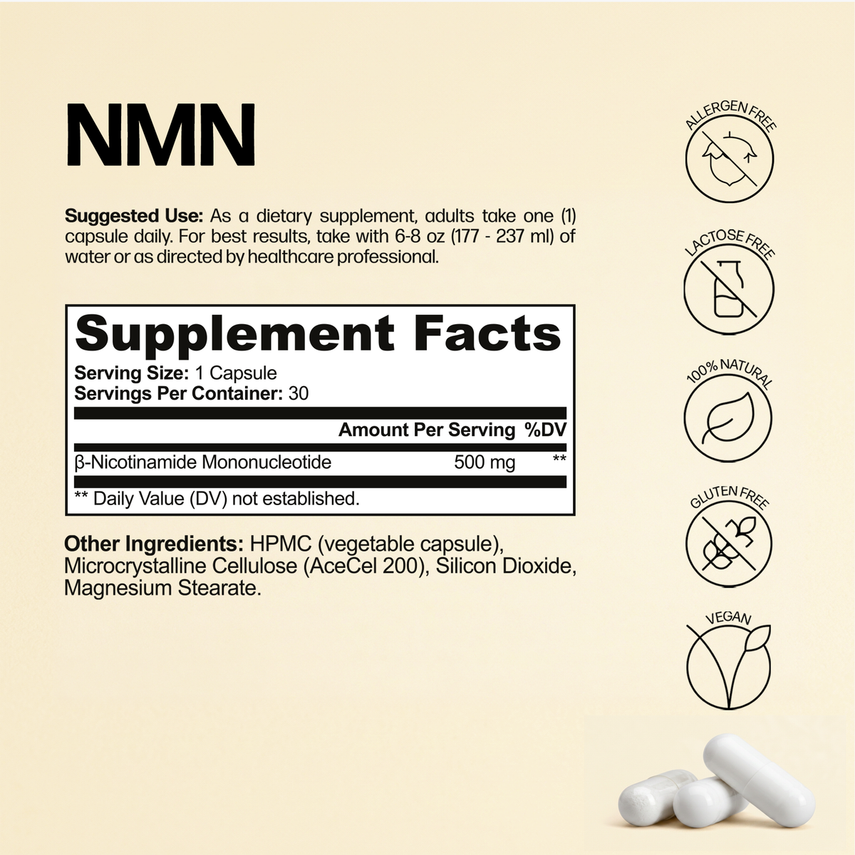 NMN 500mg Cellular Energy & Healthy Aging Support