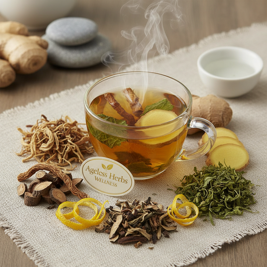 Dandelion Root, Burdock Root, Ginger, Lemon Peel, and Nettle Tea - Ageless Herbs Wellness