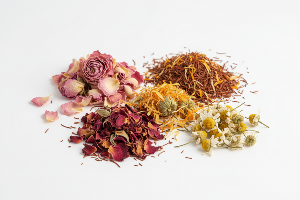Radiant Skin beauty tea with rose petals rooibos and calendula for glowing skin