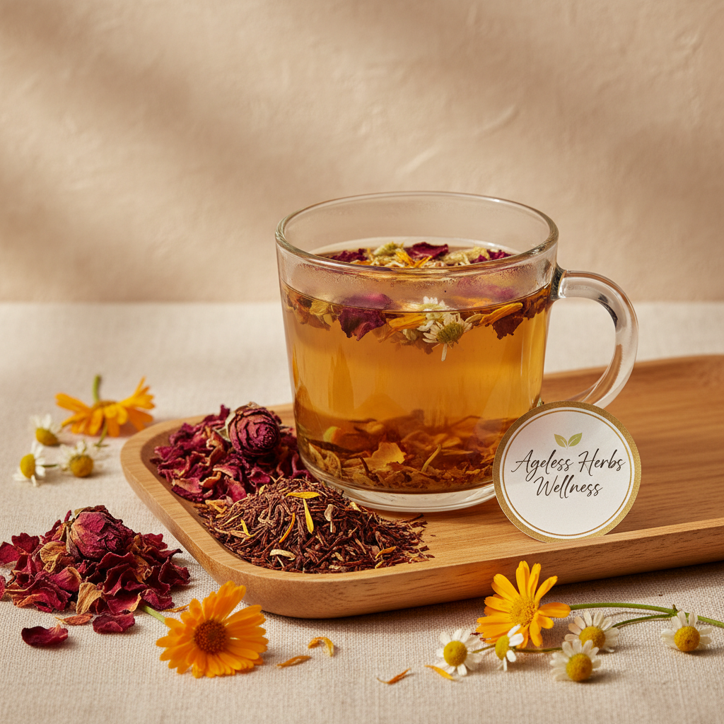Rose Petals, Rooibos, Calendula, and Chamomile Tea - Ageless Herbs Wellness