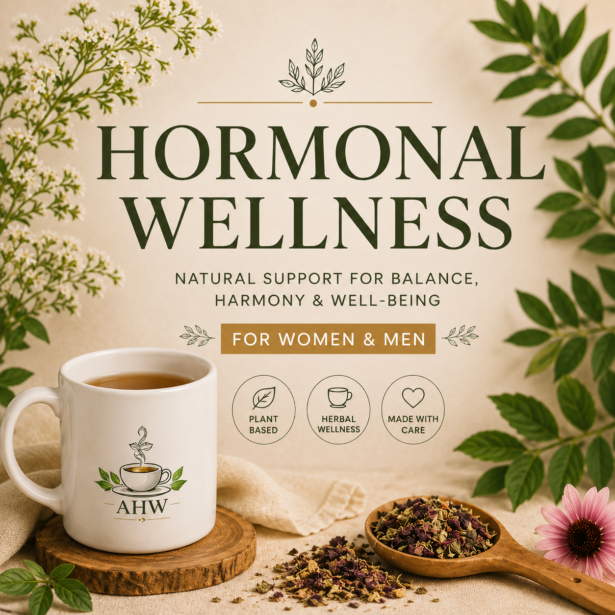 Hormonal Wellness collection banner featuring botanical herbal wellness theme.