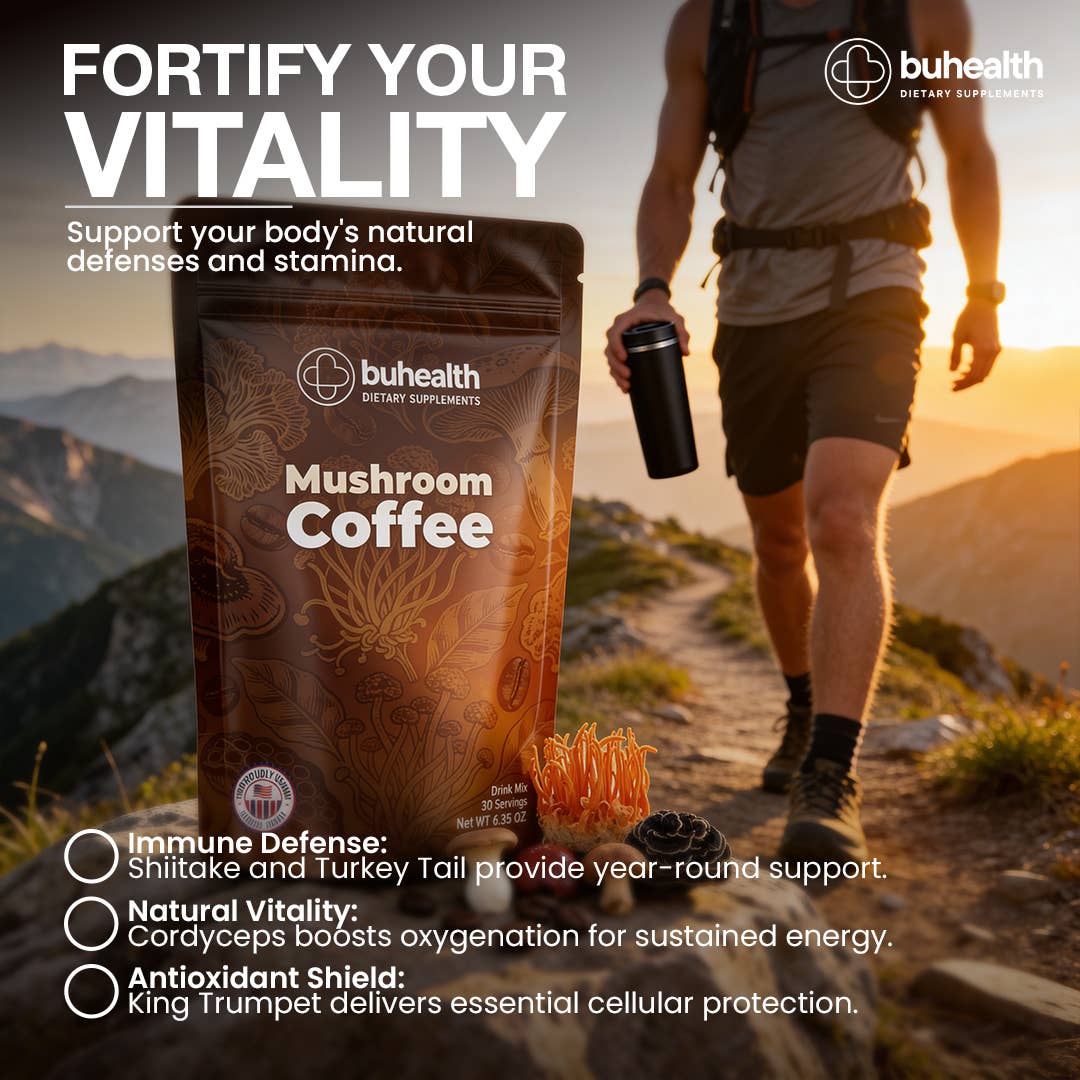 Buhem Health Mushroom Medium Roast Coffee & 6 Adaptogenic