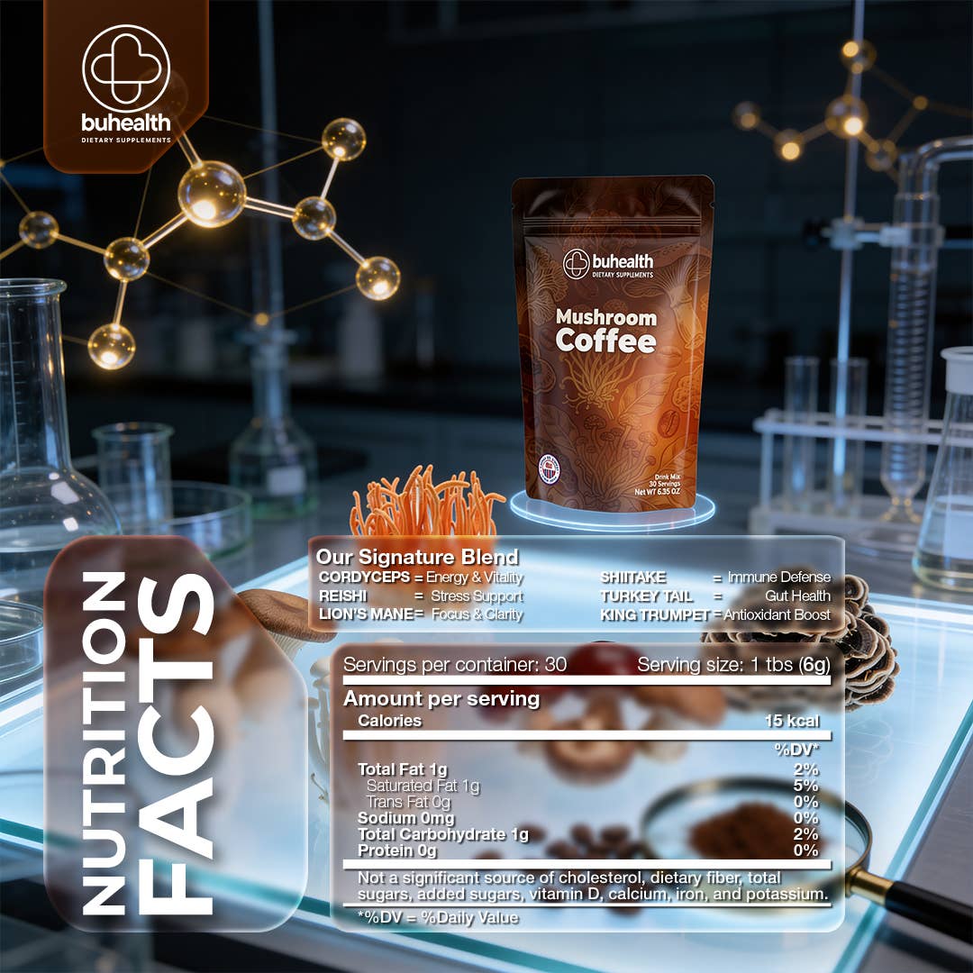 Buhem Health Mushroom Medium Roast Coffee & 6 Adaptogenic