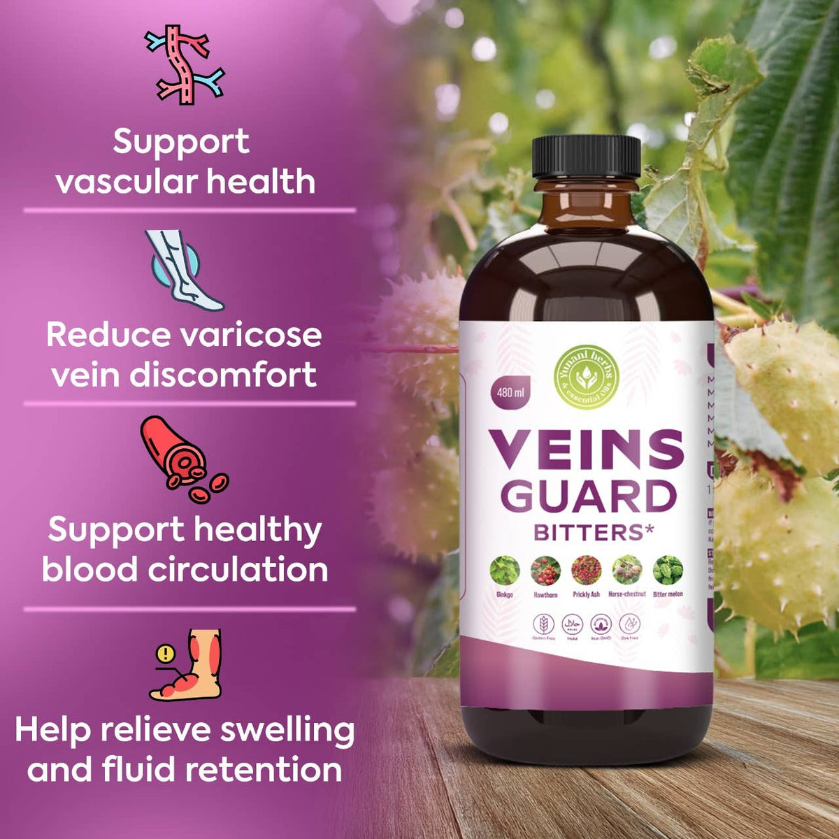 Vein Guards Bitters – Herbal Wellness Tonic 480 mL