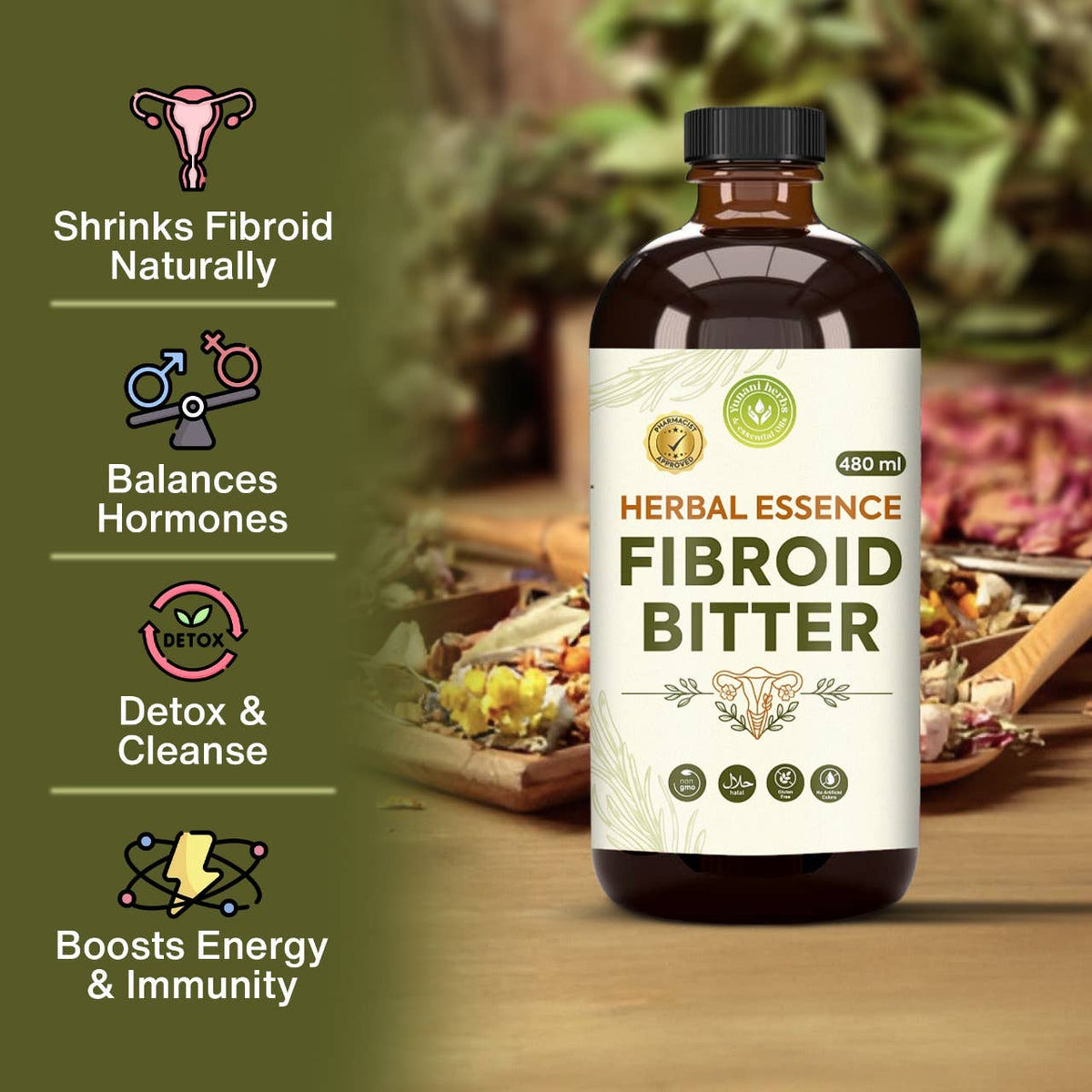 Fibroid Bitters – Women’s Herbal Wellness Tonic 480 mL
 