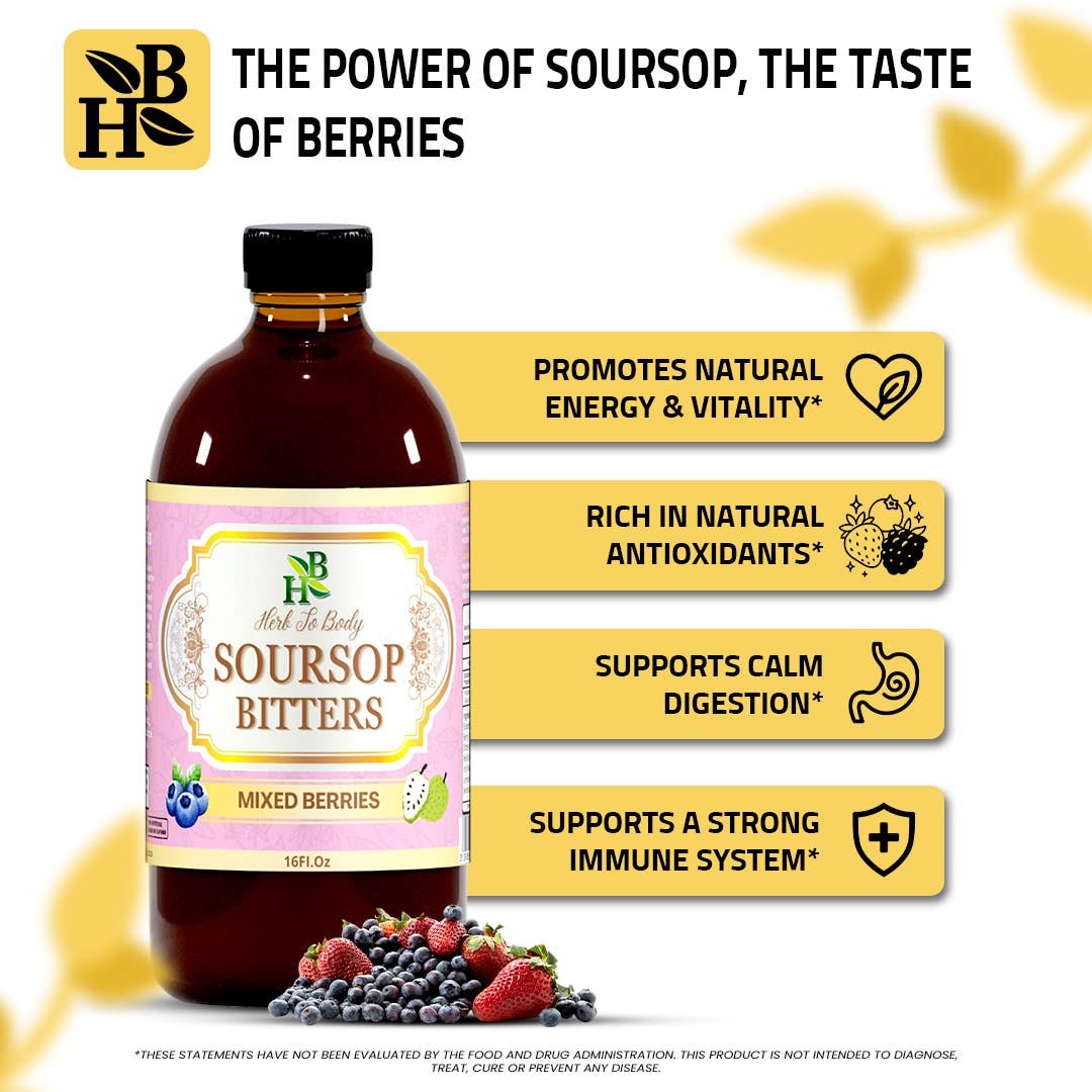 Soursop Bitters Mixed Berries Herbal Tonic – 16 oz