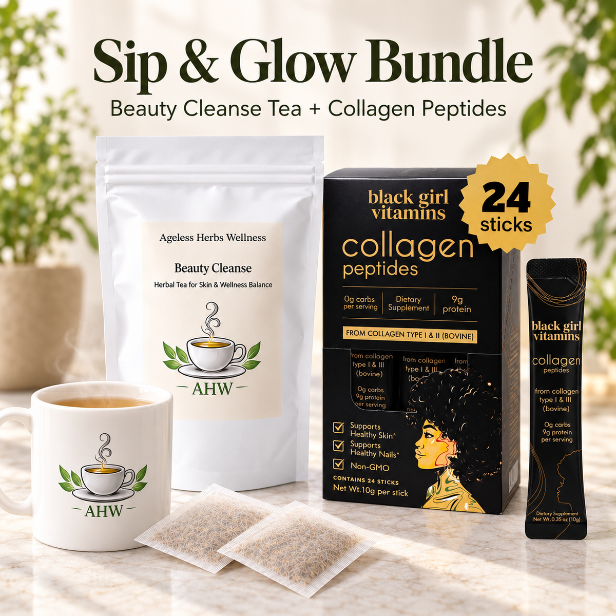 Sip & Glow Bundle | Beauty Cleanse Tea + Collagen Peptides