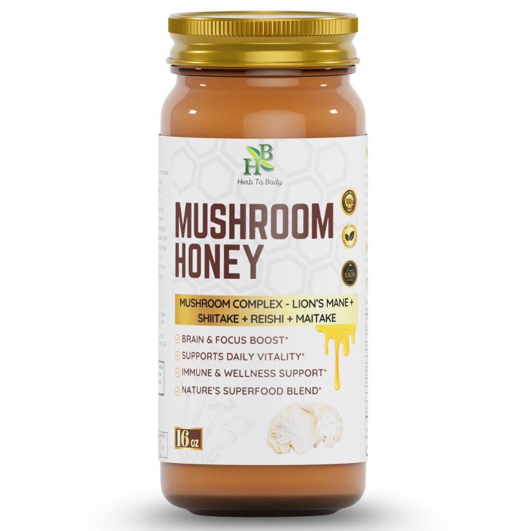 Mushroom infused Raw Honey 16 oz Jar 