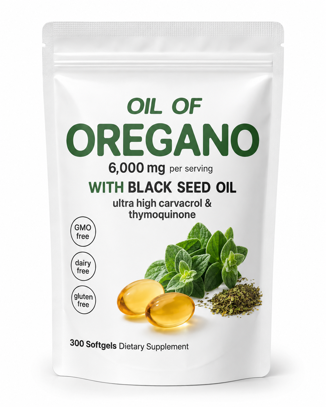 Oil of Oregano Softgels, 300 Count | 2 in 1 Formula
