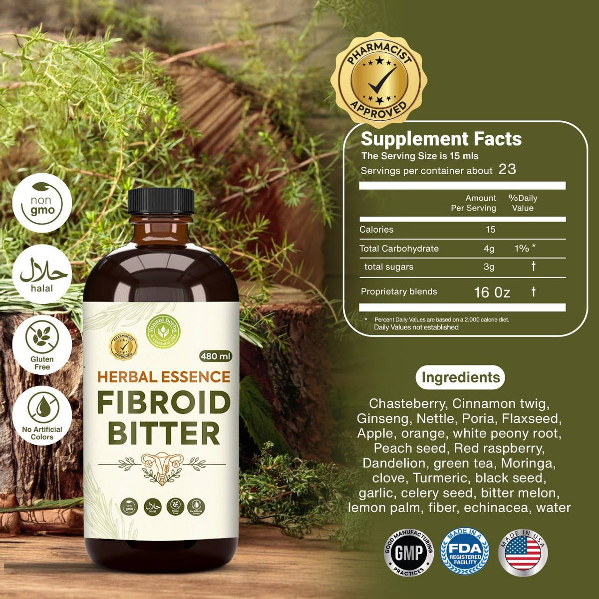 Fibroid Bitters – Women’s Herbal Wellness Tonic 480 mL
 