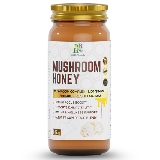 Mushroom infused Raw Honey 16 oz Jar 