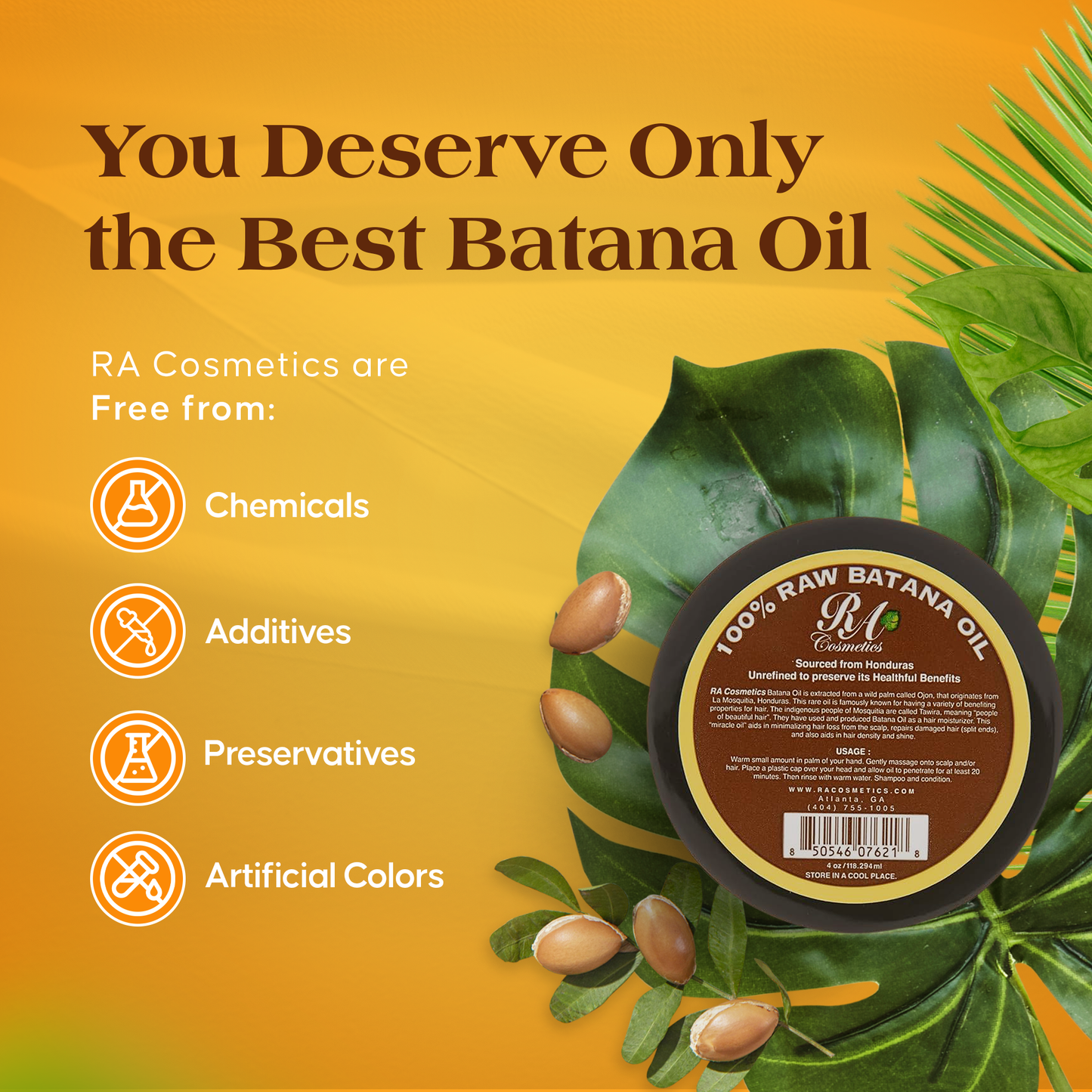 100% Raw Batana Oil, 4oz - From Honduras