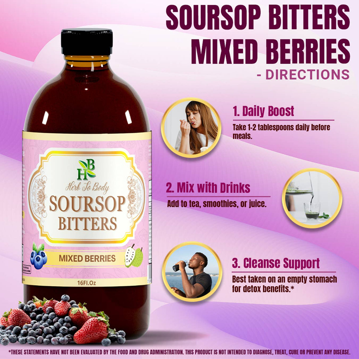Soursop Bitters Mixed Berries Herbal Tonic – 16 oz