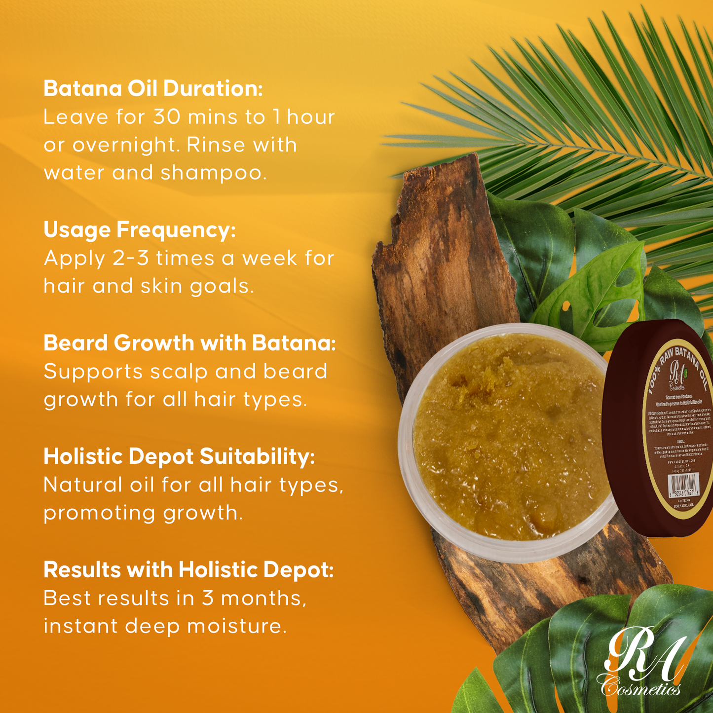 100% Raw Batana Oil, 4oz - From Honduras