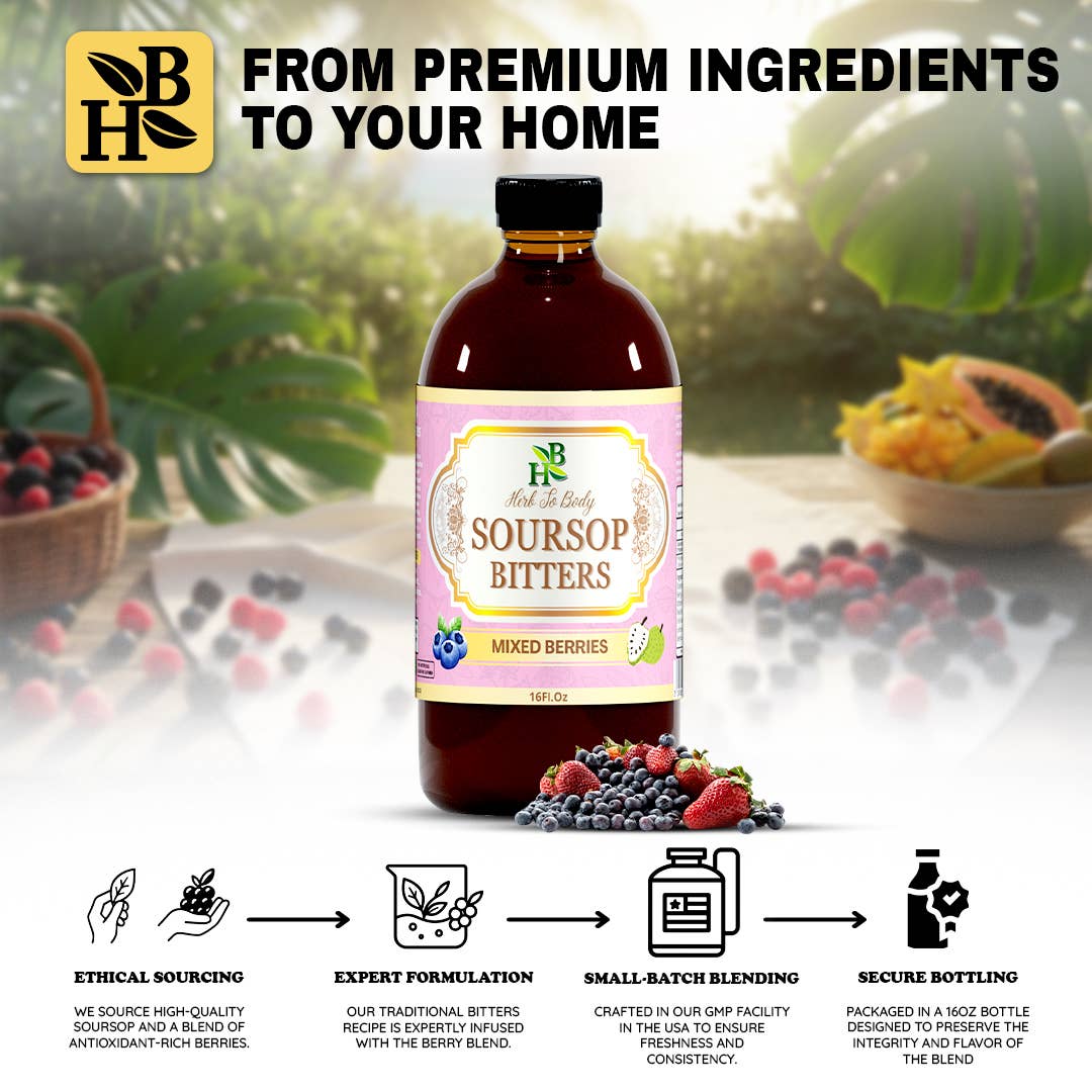 Soursop Bitters Mixed Berries Herbal Tonic – 16 oz