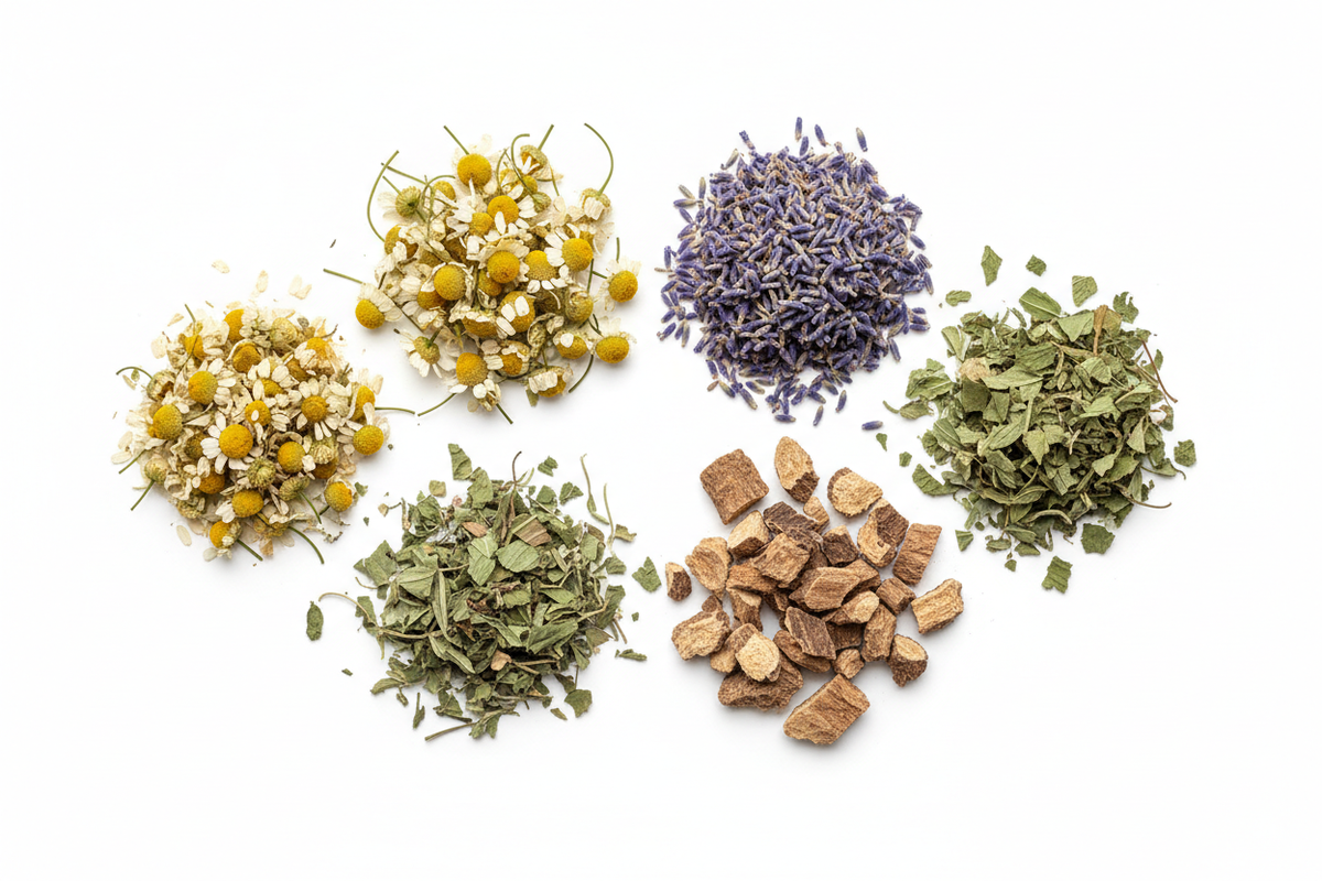 Deep Sleep herbal tea blend with chamomile lavender and valerian root
