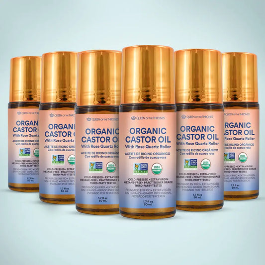 Queen of the Thrones® Organic Castor Oil with Rose Quartz Roller