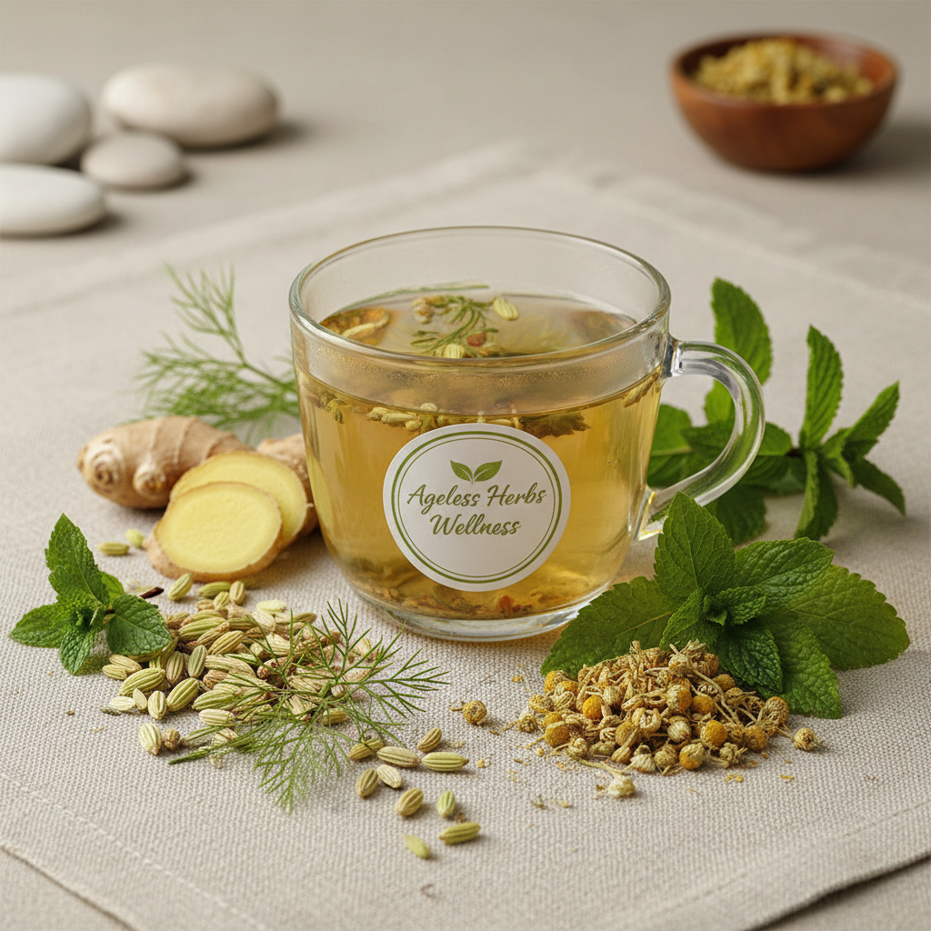 Fennel, Ginger, Peppermint, Chamomile, and Lemon Balm Tea - Ageless Herbs Wellness
