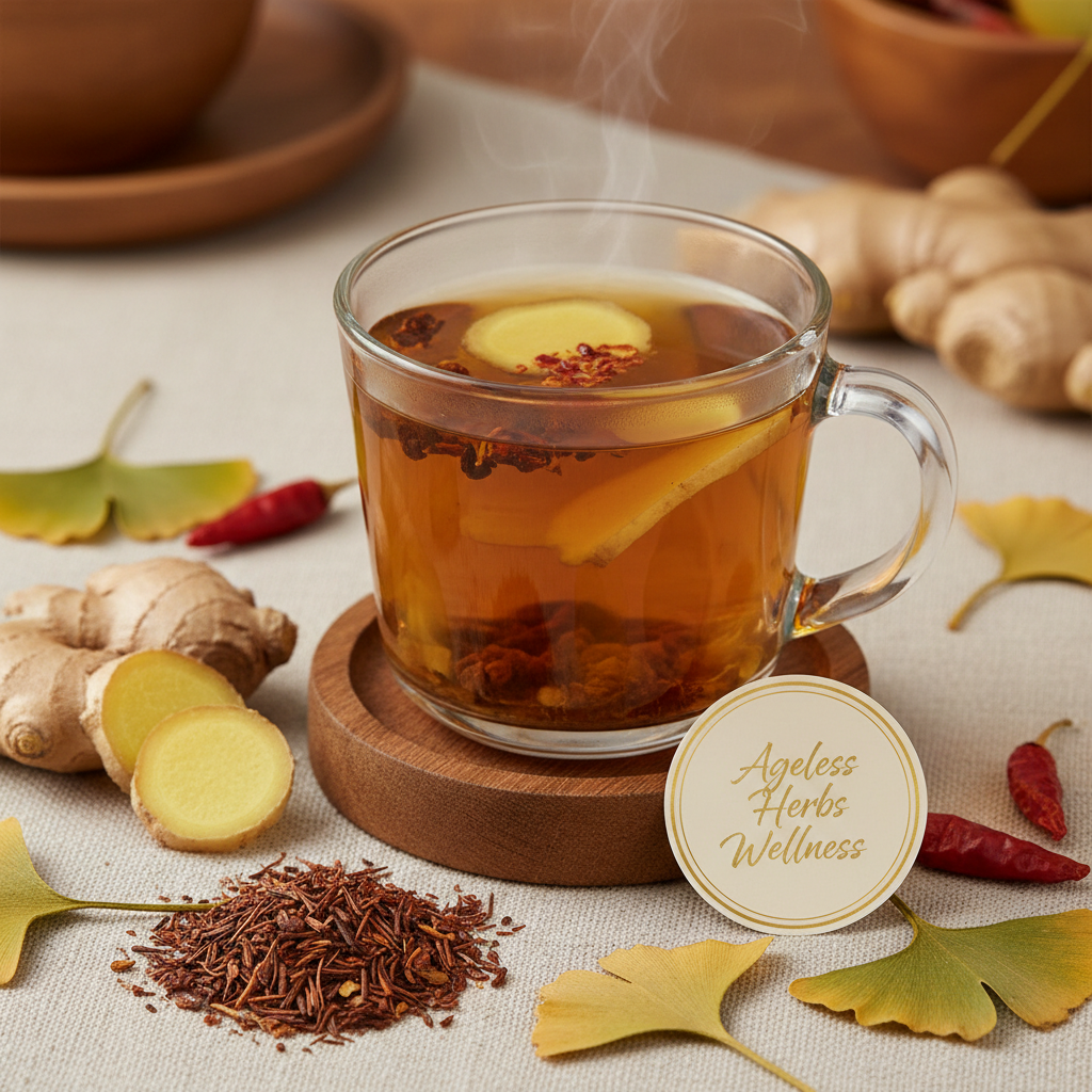 Ginger, Ginkgo Leaf, Cayenne, and Rooibos Tea - Ageless Herbs Wellness