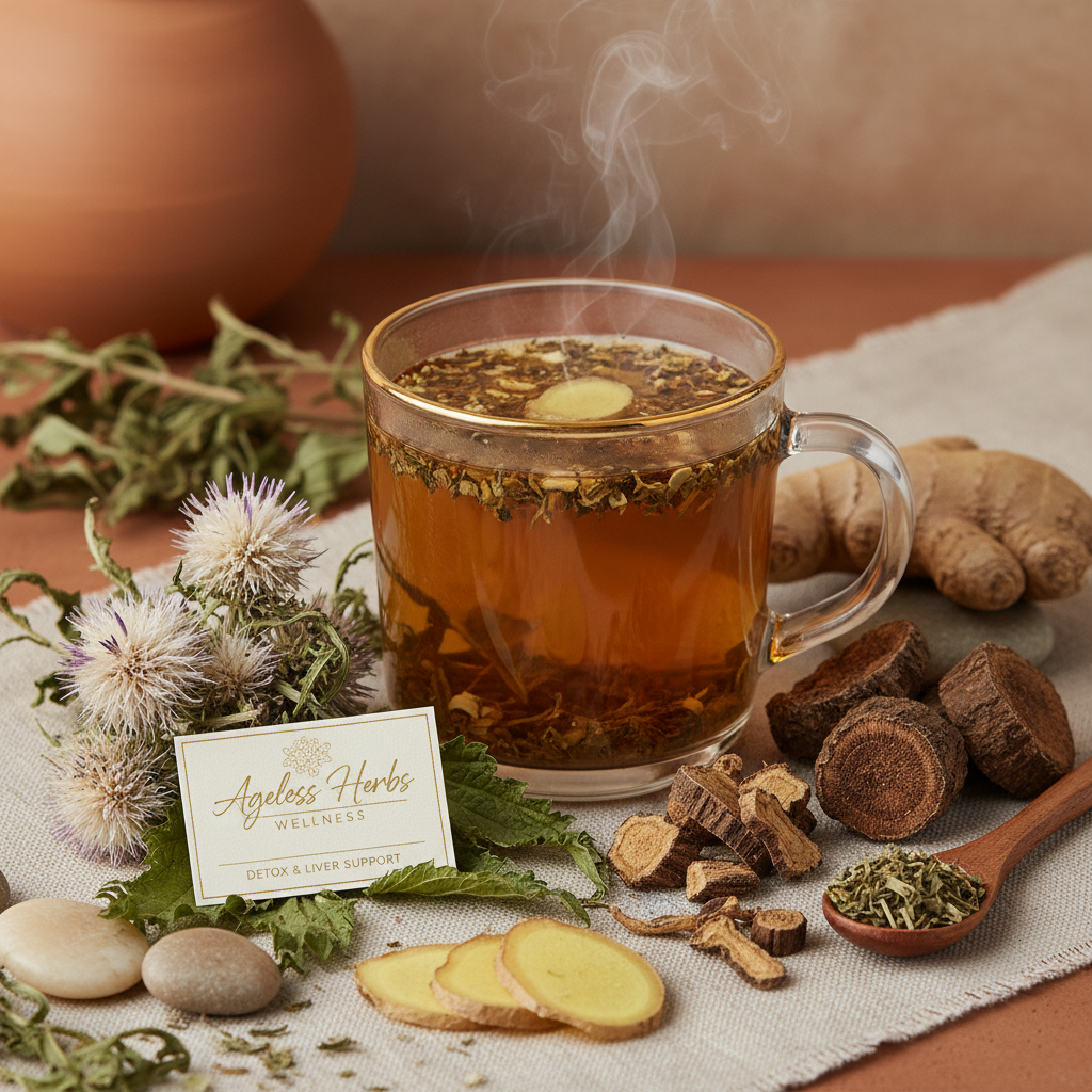 Milk Thistle, Burdock Root, Ginger, Dandelion Root, and Nettle Tea - Ageless Herbs Wellness