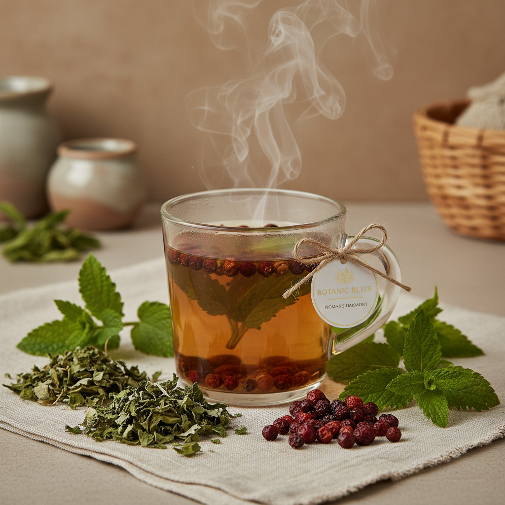 Raspberry Leaf, Chasteberry, Lemon Balm, and Spearmint Tea