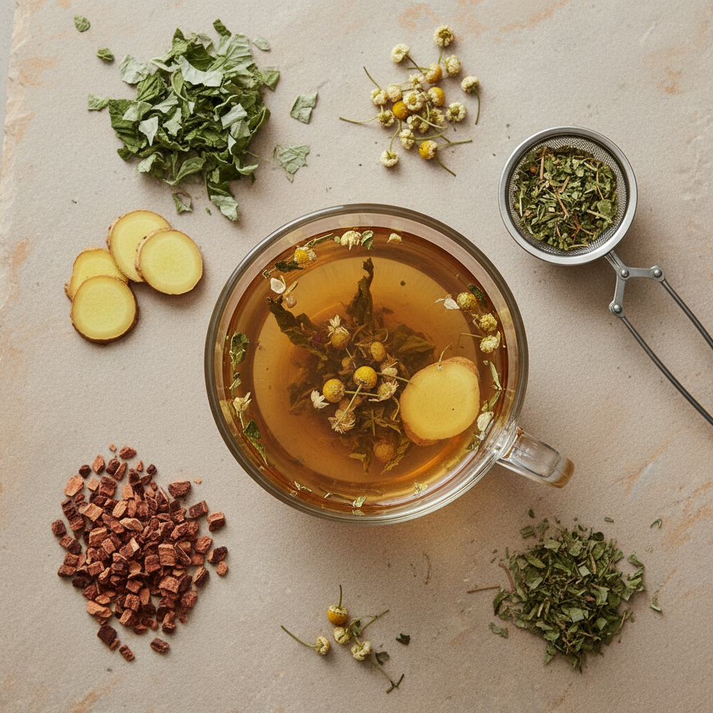 Raspberry Leaf, Ginger, Chamomile, and Cramp Bark Tea