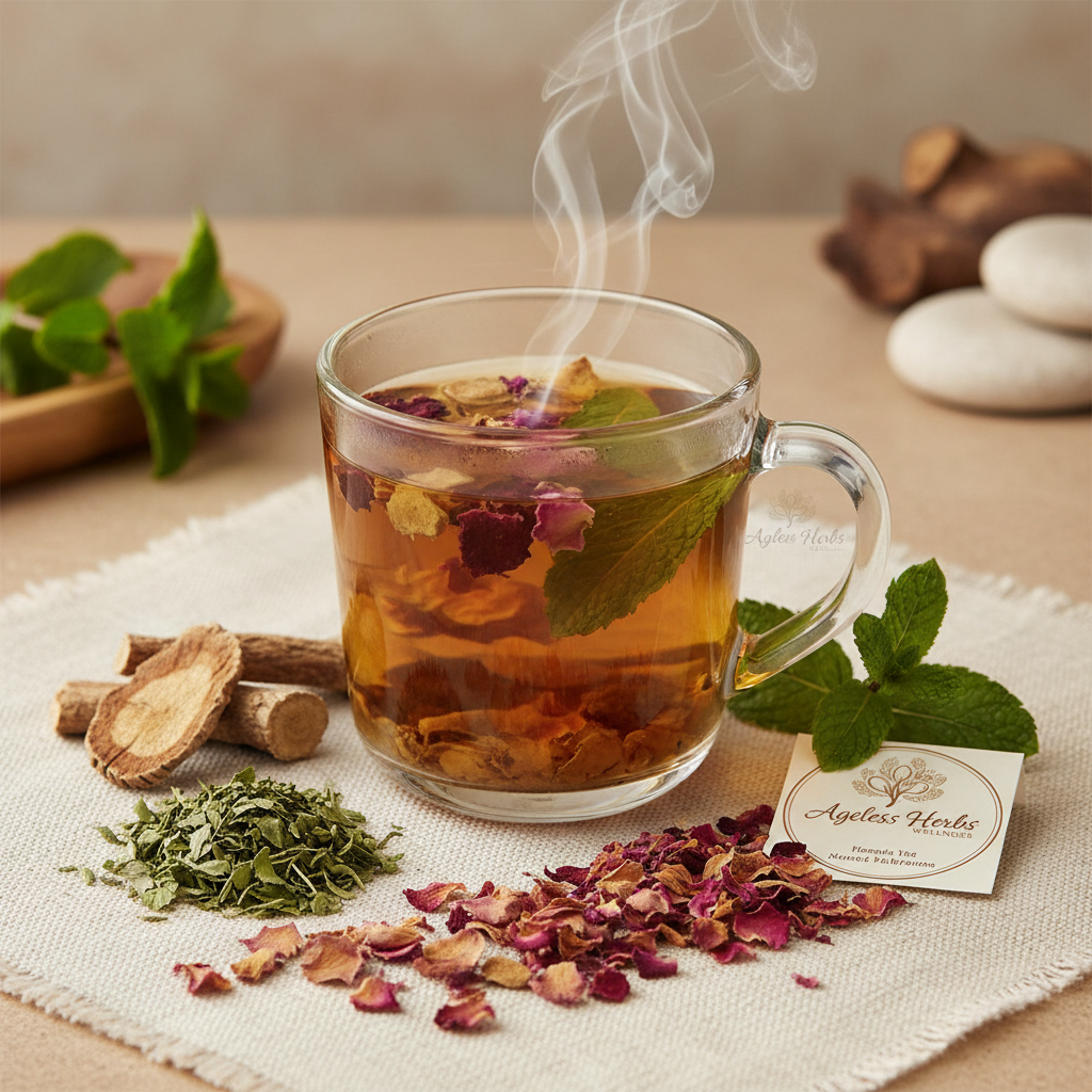 Shatavari, Tulsi, Rose Petals, and Mint Tea - Ageless Herbs Wellness